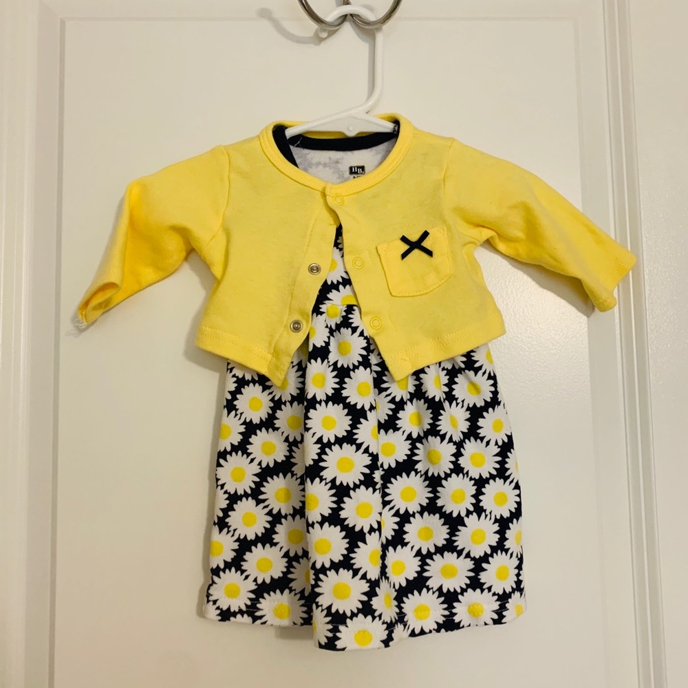 Sunflower Dress w/ Cardigan Sz 0-3m